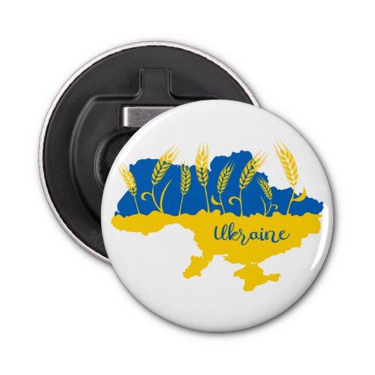 ウクライナタイポグラフィとウクライナ国旗の小麦穂 栓抜き (正面)