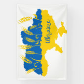 ウクライナタイポグラフィとウクライナ国旗の小麦穂 横断幕 (縦)