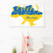 ウクライナタイポグラフィとウクライナ国旗の小麦穂 横断幕 (インサイチュ)