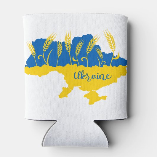 ウクライナタイポグラフィとウクライナ国旗の小麦穂 缶クーラー (裏面)