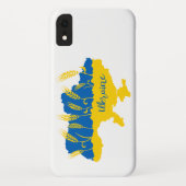 ウクライナタイポグラフィとウクライナ国旗の小麦穂 Case-Mate iPhoneケース (裏面)