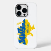 ウクライナタイポグラフィとウクライナ国旗の小麦穂 Case-Mate iPhoneケース (裏面)