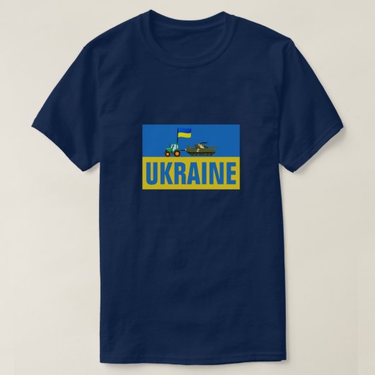 ウクライナトラクター牽引タンクを支ロシアの持する Tシャツ (デザイン正面)