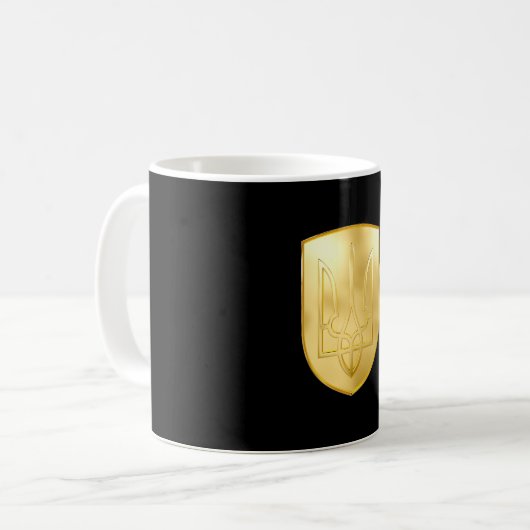 ウクライナトリデントギャルファルコンクレスト金ゴールドルック コーヒーマグカップ (正面左)