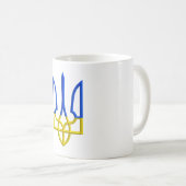 ウクライナトリデントブルーとイエロー コーヒーマグカップ (正面右)