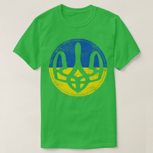 ウクライナトリデントヴィンテージ魚眼スタイル Tシャツ (デザイン正面)