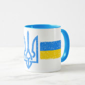 ウクライナトリデント – ウクライナ国旗の記号 マグカップ (正面右)
