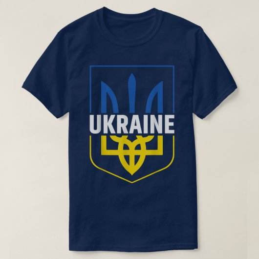 ウクライナトリデントTプライドコートオブアームズUkrainian Try Tシャツ (デザイン正面)