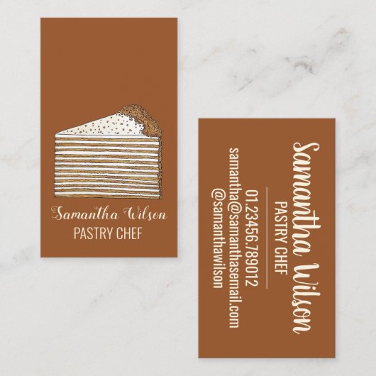 ウクライナハニーロシアのケーキベーカリーパティシシェフ 名刺 (正面/裏面)