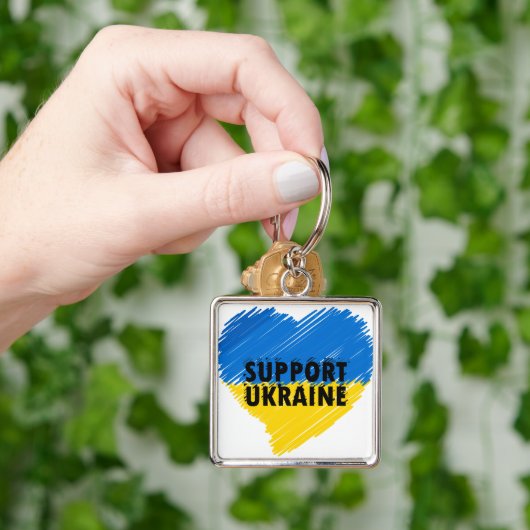 ウクライナハート（青と黄） キーホルダー (手)