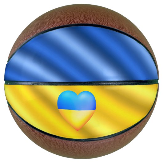 ウクライナバスケットボールウクライナ国旗のハート バスケットボール (正面)