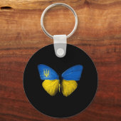 ウクライナバタフライウクライナ国旗の愛Ukr キーホルダー (正面)