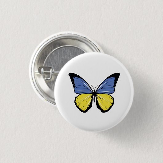 ウクライナバタフライ国旗 缶バッジ (正面&裏面)