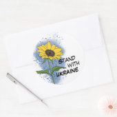 ウクライナヒマワリと並ぶ ラウンドシール (封筒)