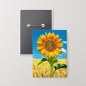 ウクライナヒマワリの平和ボタン 缶バッジ (正面/裏面)