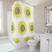 ウクライナヒマワリ黄色と青の花の柄 シャワーカーテン (インサイチュ)