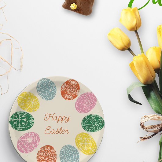 ウクライナピサンキ飾エッグハッピーイースター ペーパープレート