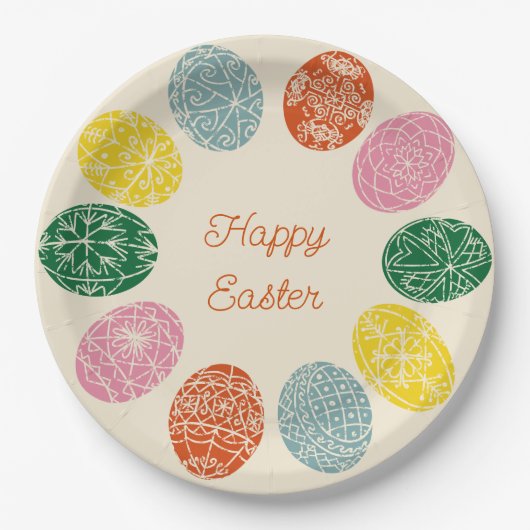 ウクライナピサンキ飾エッグハッピーイースター ペーパープレート (正面)