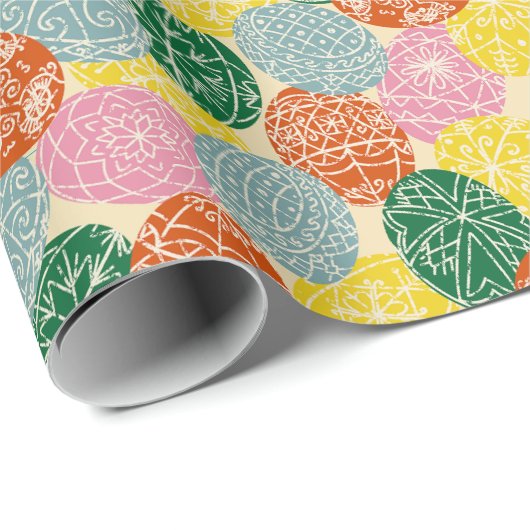 ウクライナピサ飾ンキイースターエッグパターン（の模様が）ある ラッピングペーパー (ロールコーナー)