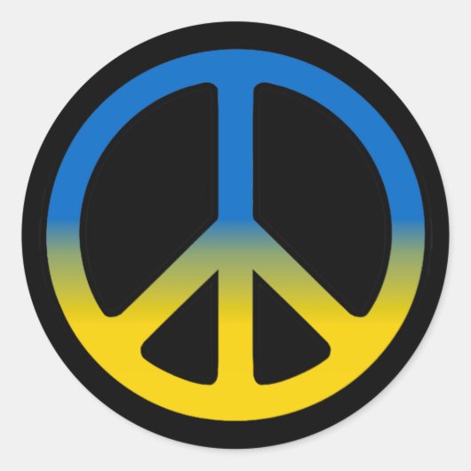 ウクライナピースサインクラシックラウンドステッカー ラウンドシール (正面)