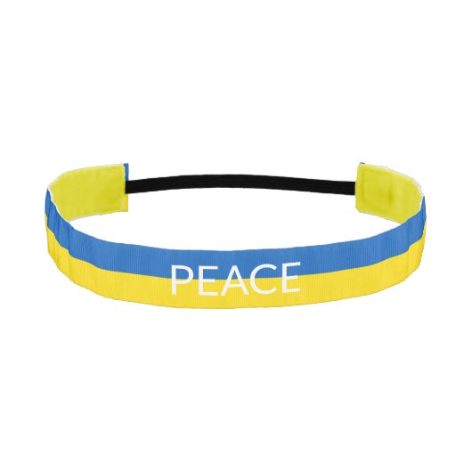 ウクライナピースブルーカスタムイエロー文字国旗 アスレチックヘッドバンド (正面)