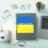 ウクライナピースブルーカスタムイエロー文字国旗 シール (iPadカバー)