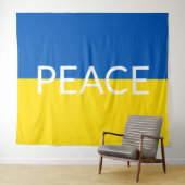 ウクライナピースブルーカスタムイエロー文字国旗 タペストリー (インサイチュ(横))