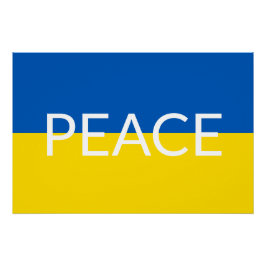 ウクライナピースブルーカスタムイエロー文字国旗 ポスター