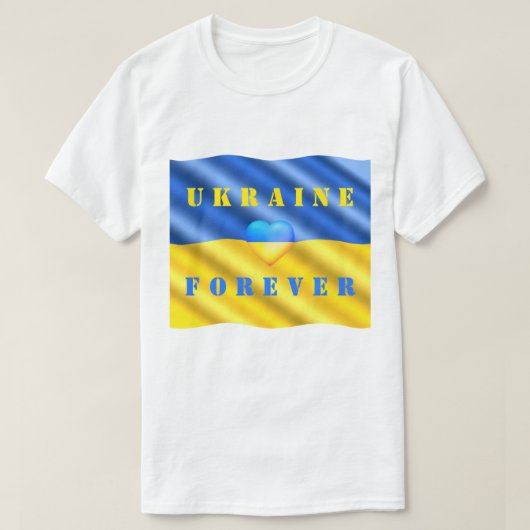ウクライナフォーエバーTシャツのウクライナ国旗のサポート Tシャツ (デザイン正面)