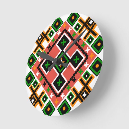 ウクライナフォークアインスパイアート ラウンド壁時計 (傾斜)