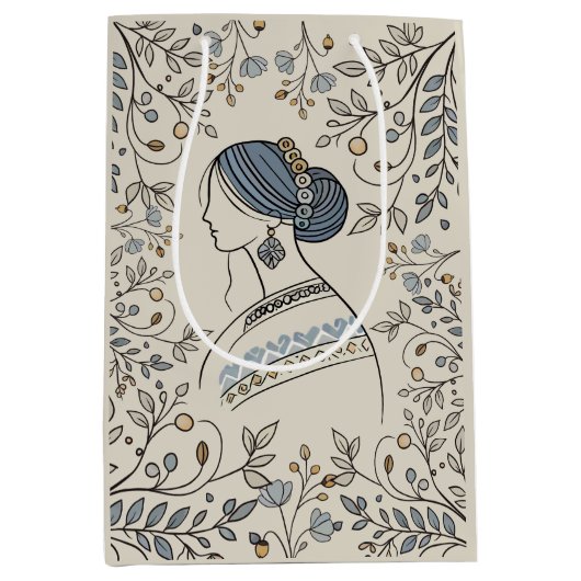 ウクライナフォークアート抱き枕 ミディアムペーパーバッグ (正面)