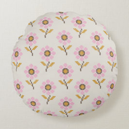 ウクライナフォーククロスステッチ刺繍フローラ ラウンドクッション