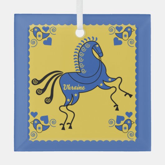 ウクライナフォーク芸術 ガラスオーナメント (正面)