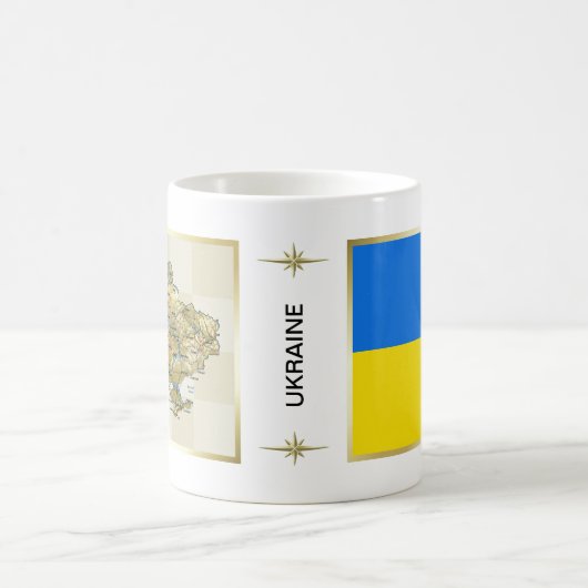 ウクライナフラグ+マップマグ コーヒーマグカップ (中央)