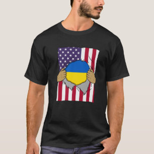 ウクライナフラッグインサイドマイホームプライドウクライナアメリカ Tシャツ