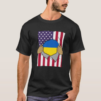 ウクライナフラッグインサイドマイホームプライドウクライナアメリカ Tシャツ