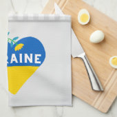 ウクライナフラワーハートグレーギンガム キッチンタオル (四つ折り)