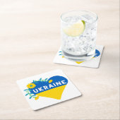 ウクライナフラワーハート スクエアペーパーコースター (インサイチュ)