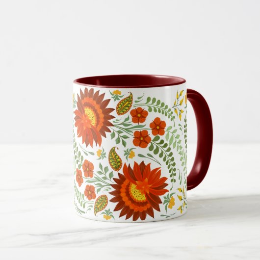 ウクライナフローラフォークパターン。ウクライナ マグカップ (正面右)