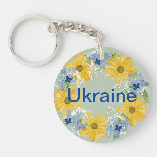 ウクライナフローラリース手細工デザイン キーホルダー (正面)