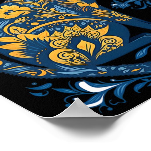 ウクライナフローラヴィンテージウクライナ国旗とVysh ポスター (角)