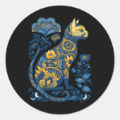 ウクライナフローラヴィンテージウクライナ国旗とVysh ラウンドシール (正面)