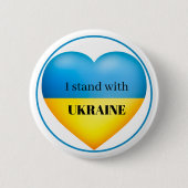 ウクライナブルーイエローピンボタンで立つ 缶バッジ (正面)