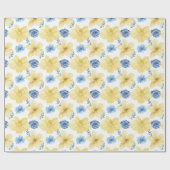 ウクライナブルー/イエローフローラルパターン。ウクライナ ラッピングペーパー (フラット)