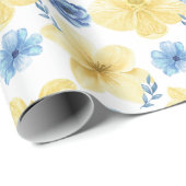 ウクライナブルー/イエローフローラルパターン。ウクライナ ラッピングペーパー (ロールコーナー)