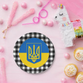 ウクライナプレート、バッファロー・プレイド&ウクライナ国旗 ペーパープレート (パーティー)