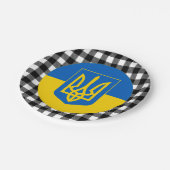 ウクライナプレート、バッファロー・プレイド&ウクライナ国旗 ペーパープレート (アングル)