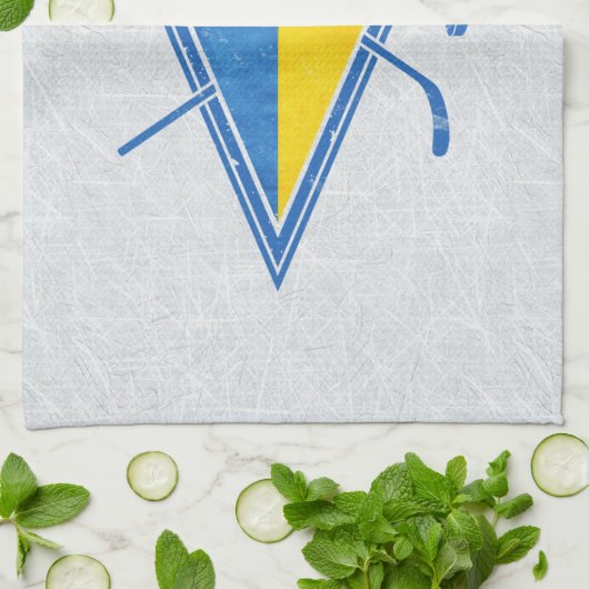ウクライナホッケー国旗のロゴ キッチンタオル (折り畳み)