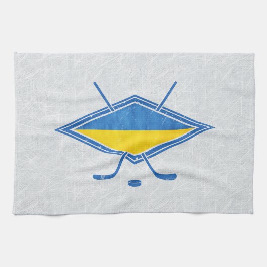 ウクライナホッケー国旗のロゴ キッチンタオル (横)