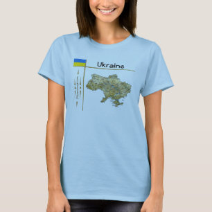 ウクライナマップ+フラグ+タイトルTシャツ Tシャツ